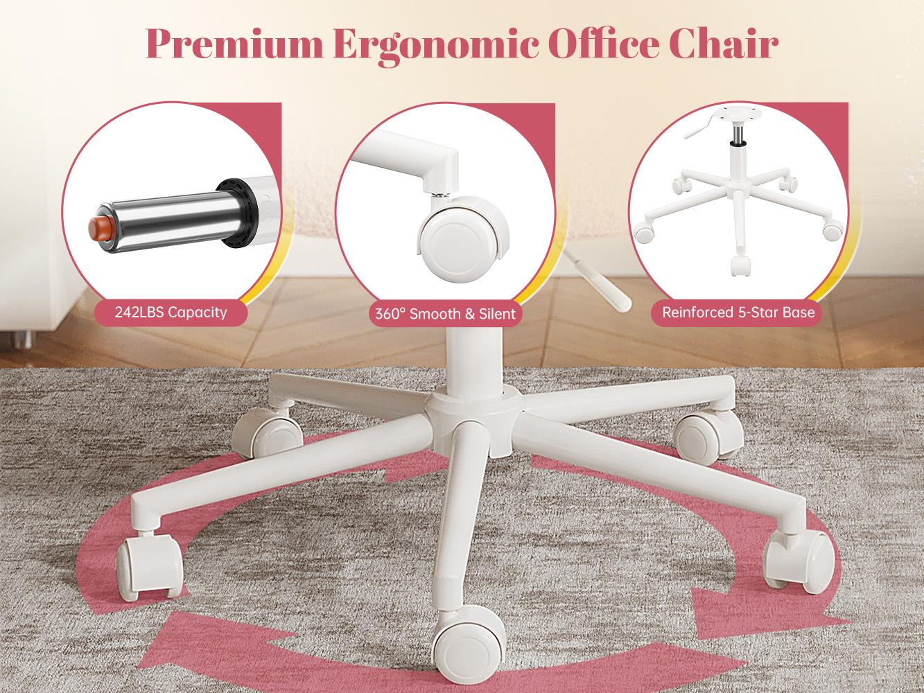 【Star Furniture】Raybee Vanity Swivel Chair with Backrest, Faux Fur Ultra-Plush Fleece, Silent Rolling Wheels, Height Adjustable Comfy Reading Chair Cute Armless Velvet Office Chairs for Girls Makeup Room Gift, Bedroom & Home Furniture [LoveatFirstFind]