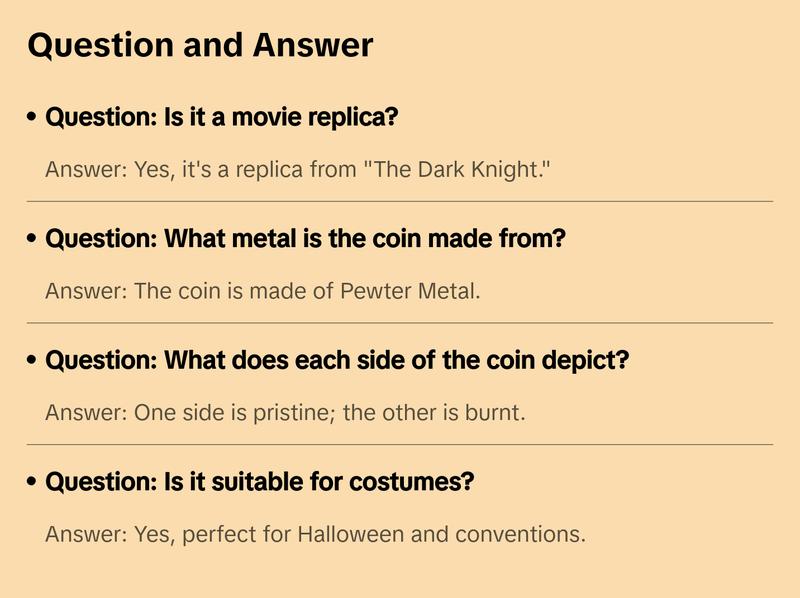Harvey Dent Two Face Coin