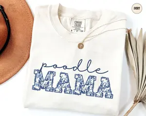 Comfort Colors Toile Poodle Mama Shirt, Floral Standard Poodle Graphic Tees, Dog Mama Gift, Toile De Jouy Poodle Lovers Outfit, Mothers Day Shirt