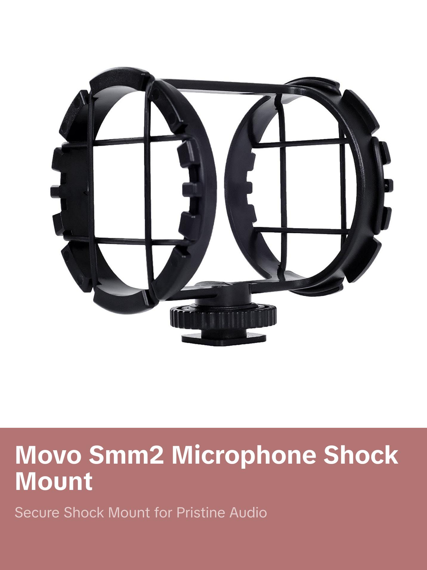 Movo - SMM2 Microphone Shock Mount with Camera Cold Shoe for Shotgun Microphones 1" - 2" in Diameter (Fits The Zoom H1n)