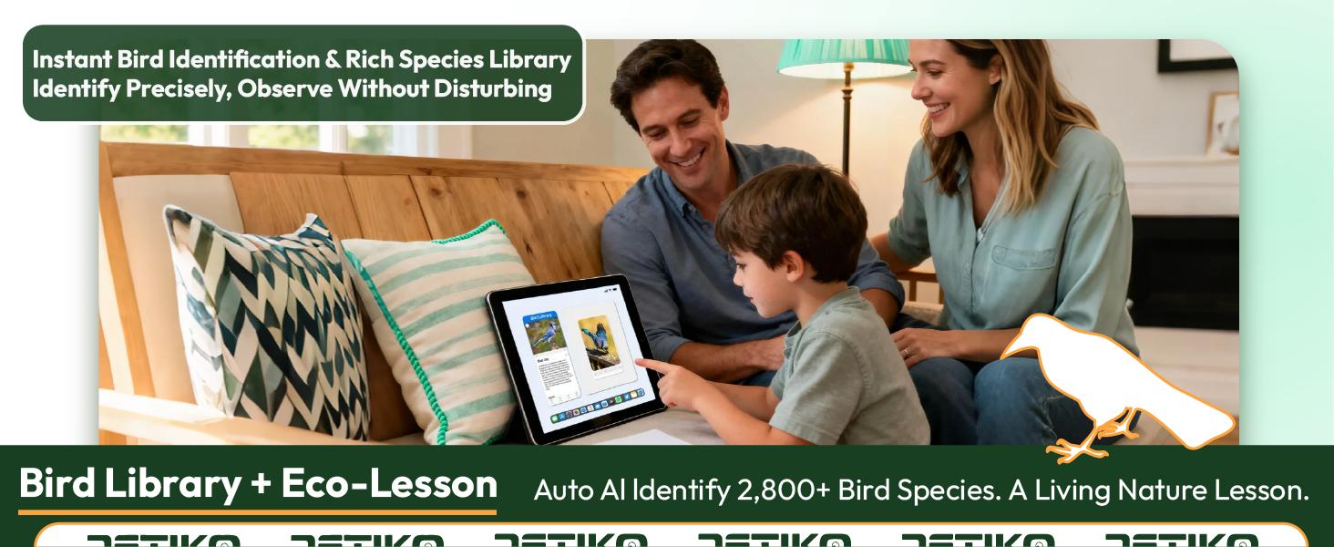 DETIKO Bamboo Bird Feeder with Camera, 2K HD, Auto AI Identify 2800+ Birds, Solar-Powered, Night Vision, Real-Time Alerts, Family/Friend Sharing, Gift for Nature Lovers