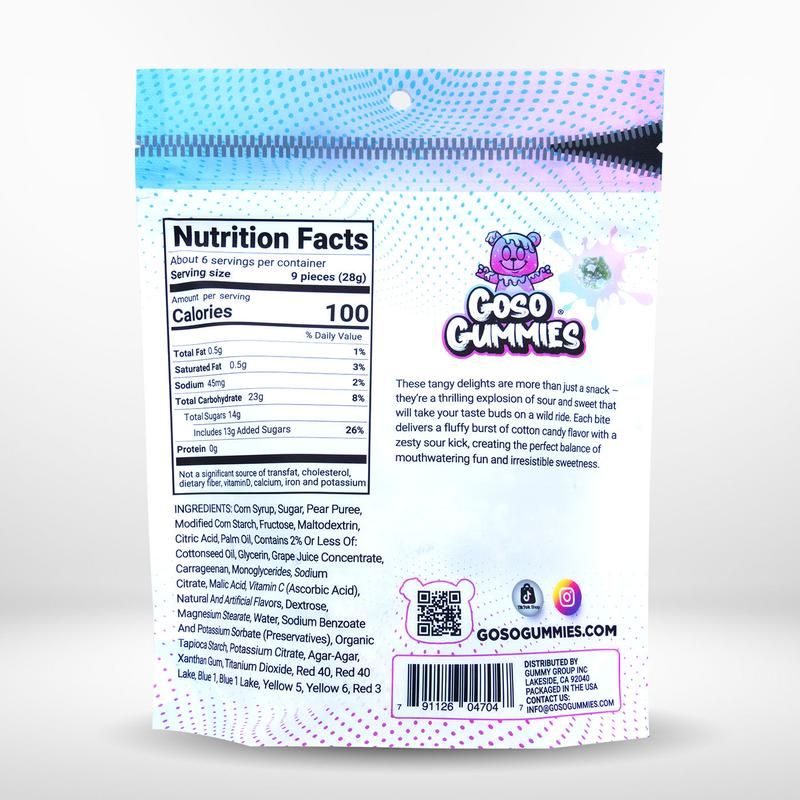 Goso Gummies Sweet Cotton Candy Bombs 6oz + Sour Cotton Candy Bombs - 12oz Duo Pack - Viral Gushers Candy
