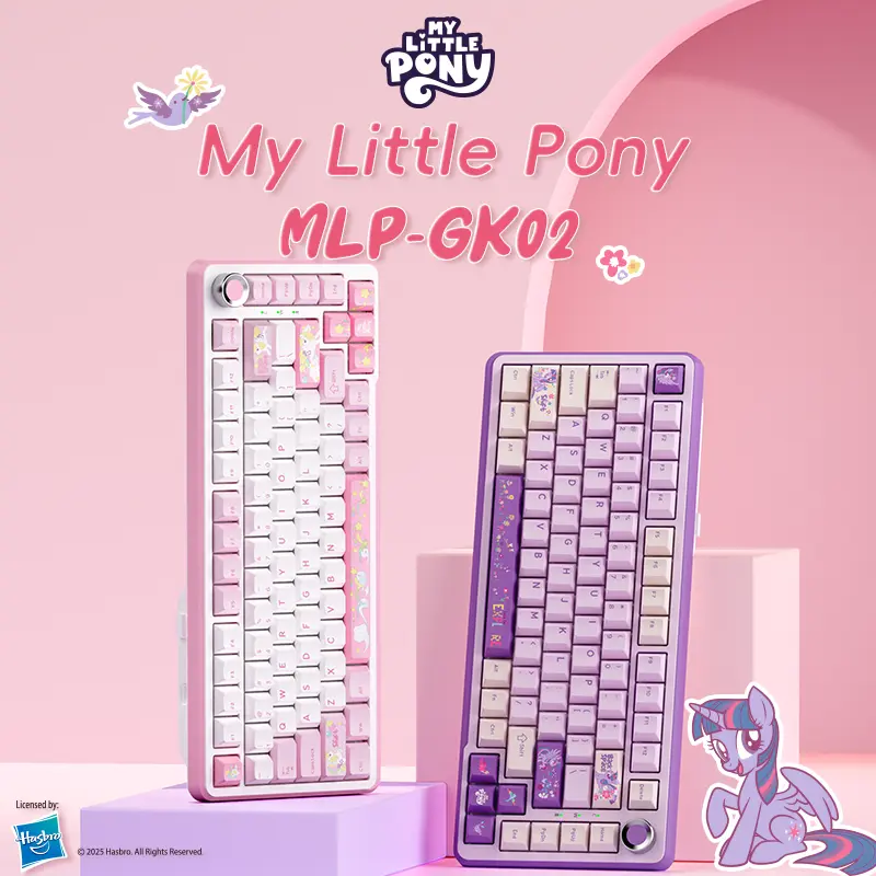 MY LITTLE PONY MLP-GK02 series keyboard  cartoon style Tri-mode /Gasket / All-key Hot-swappable TYPE-C Wired +2.4G Wireless + Bluetooth 5.0 connection approximately 16 million RGB colors Windows/MAC/Linux system support