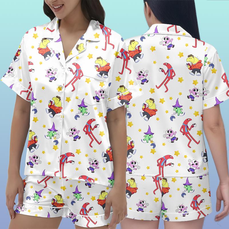 Smiliingg Friiends Cartoon Short Pajamas Set, Funny Cute Character Collection Design Loungewear, Gift For Fans, Merch Comfy Sleepwear | 210126.R0388.ID02