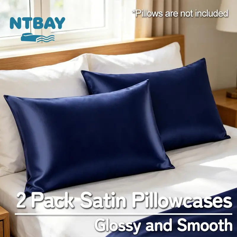 NTBAY Satin Pillowcases, Set of 2 – Smooth, Cooling & Breathable for Hair and Skin with Envelope Closure