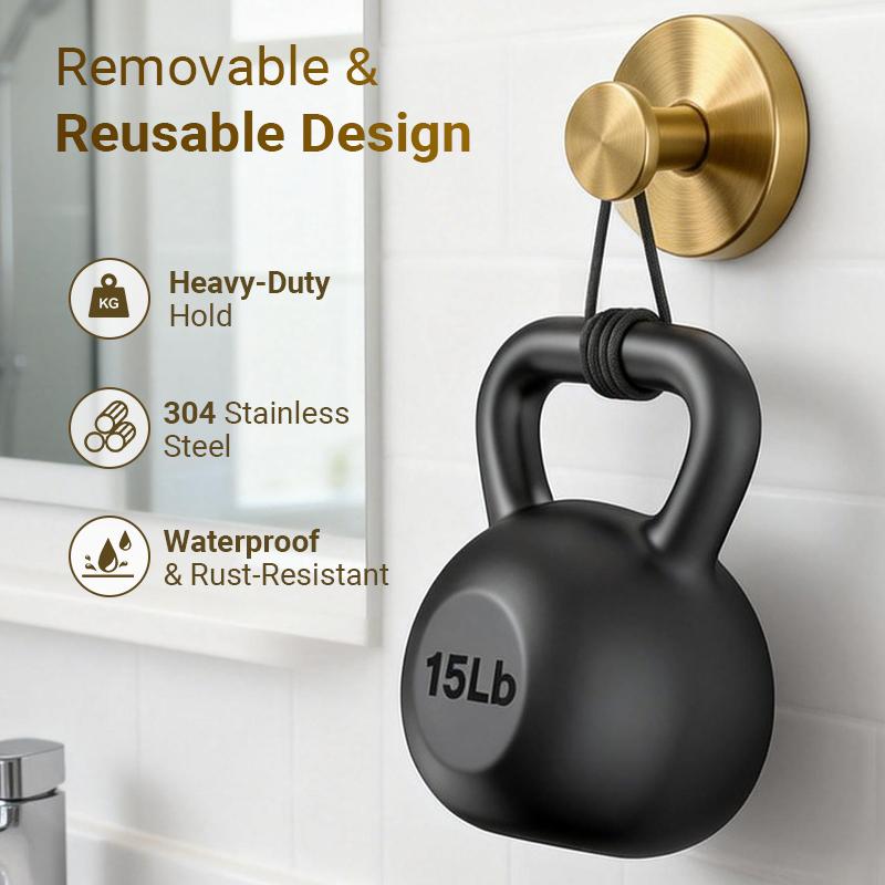 Upgraded Stainless Steel Suction Cup Hooks - Metal Towel Hooks for Bathroom, Window Mirrors, Wreath Hanger for Front Door, Perfect for Hanging Towels and More