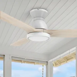 Colmar Outdoor Flush Mount Smart Ceiling Fan with Led light remote 52 inch