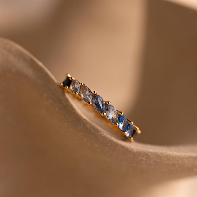 Blue Marquise Ombre Ring by Caitlyn Minimalist - Sapphire Gemstone Stacking Ring - Dainty Eternity Birthstone RIng - Elegant Bridal Jewelry - Something Blue - Gift for Her