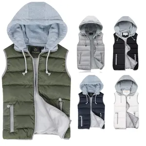 Women's Puffer Vest Zip Up Quilted Padded Winter Hooded Vest Warm Jacket Outerwear Vest