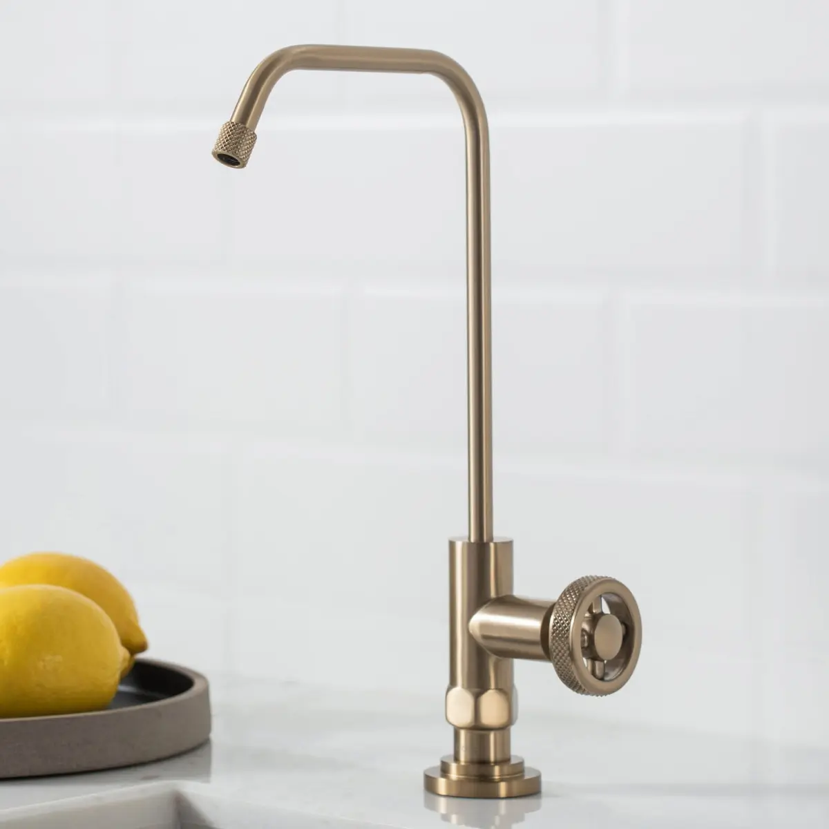 Urbix Brushed Gold Solid Brass Kitchen Tap - Drinking Water Dispenser Beverage Faucet for Home Improvement Kitchen Fixtures, Solid Brass Kitchen Taps