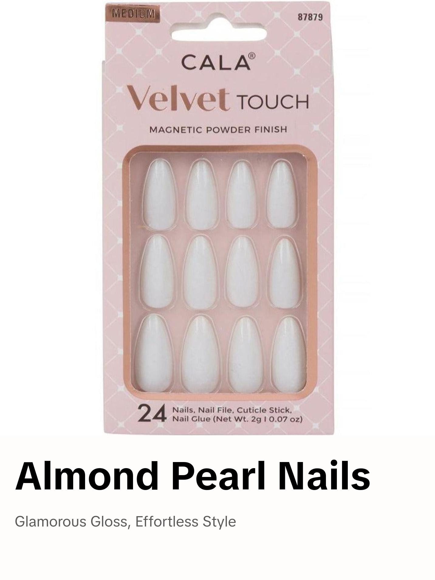 Cala Velvet Touch | Almond Pearl Cateye Press On Nails