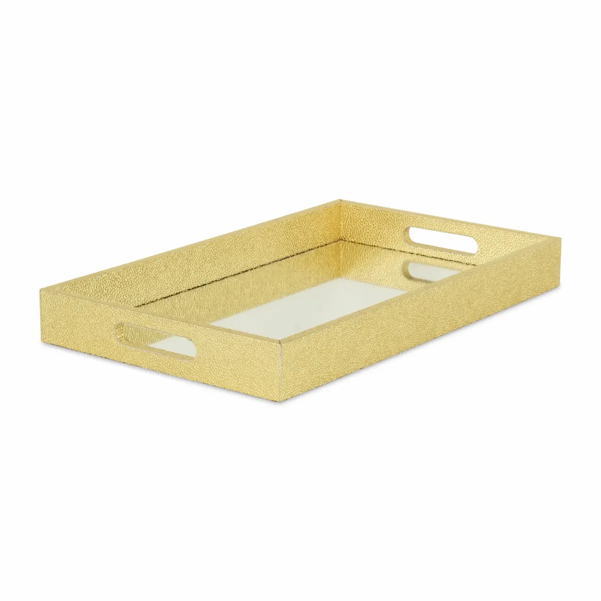 212 MAIN 16 in. Genuine Wood Handcrafted Rectangular Tray with Handles - Gold, Food-Safe, for Living Room Decor, Modern Home Decor (Large Home Appliance Accessory)