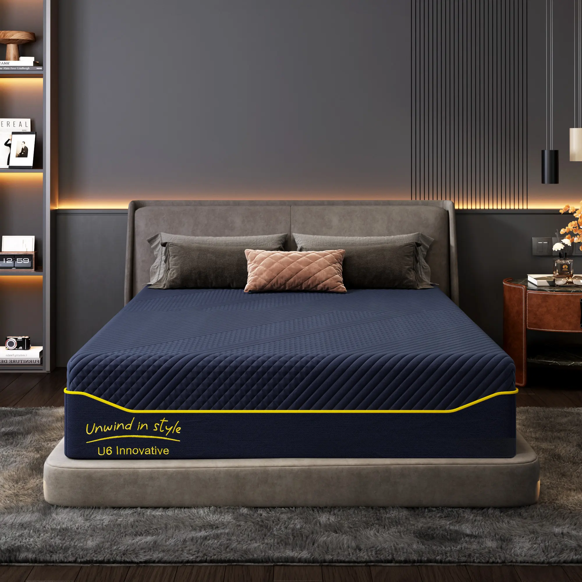 Dland Gel-Infused Memory Foam Mattress – Cooling, Washable Cover, Bed in a Box, Pressure Relief, Motion Isolation – 10/12/14 Inch, King/Queen/Full/Twin (Navy Blue) #TikTokShopStockUp