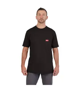 Milwaukee Men's Medium Black GRIDIRON Cotton/Polyester Short-Sleeve Pocket T-Shirt for Menswear Top