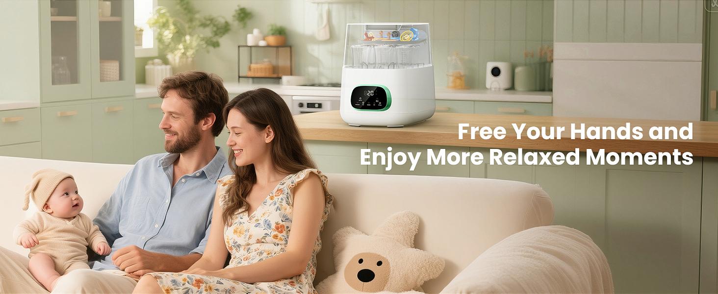 Baby Bottle Washer,Sterilizer And Dryer,Effortless All-in-One Cleaning Mashine,Large Capacity for Bottles,Pump Parts & Baby Essentials, Free Your Hands And Save Time