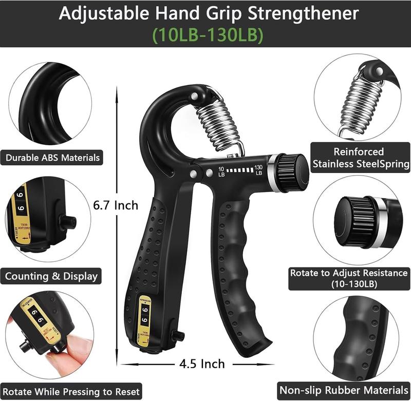 5PCS Grip Strength Trainer Kits, Hand Gripper Strengthener, Forearm Strengthener, Forearm Exerciser, Finger Exerciser, Wrist Strengthener, Stress Relief Ball, Grip Ring 5PCS Grip Strength Trainer Kits, Hand Gripper Strengthener, Forearm Strengthener, Forearm Exerciser, Finger Exerciser, Wrist Strengthener, Stress Relief Ball, Grip Ring