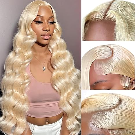Hot Star 613 Body Wave 13x6 Lace Front Wig Human Hair Straight Blonde HD Transparent Lace Frontal Wig for Women Pre Plucked with Baby Hair 180% Density