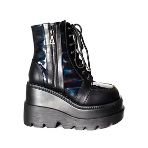 Nightshade Hologram Black Platform Boots