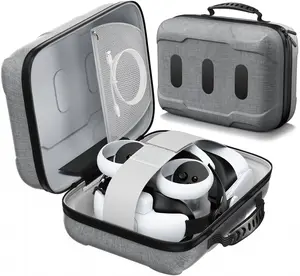 BEBONCOOOL Carrying Case for Meta Quest 3S/Quest 3/Oculus Quest 2/Vision Pro VR Headset & Controller Accessories Linen EVA Protection Reversible Zipper Travel Home Storage