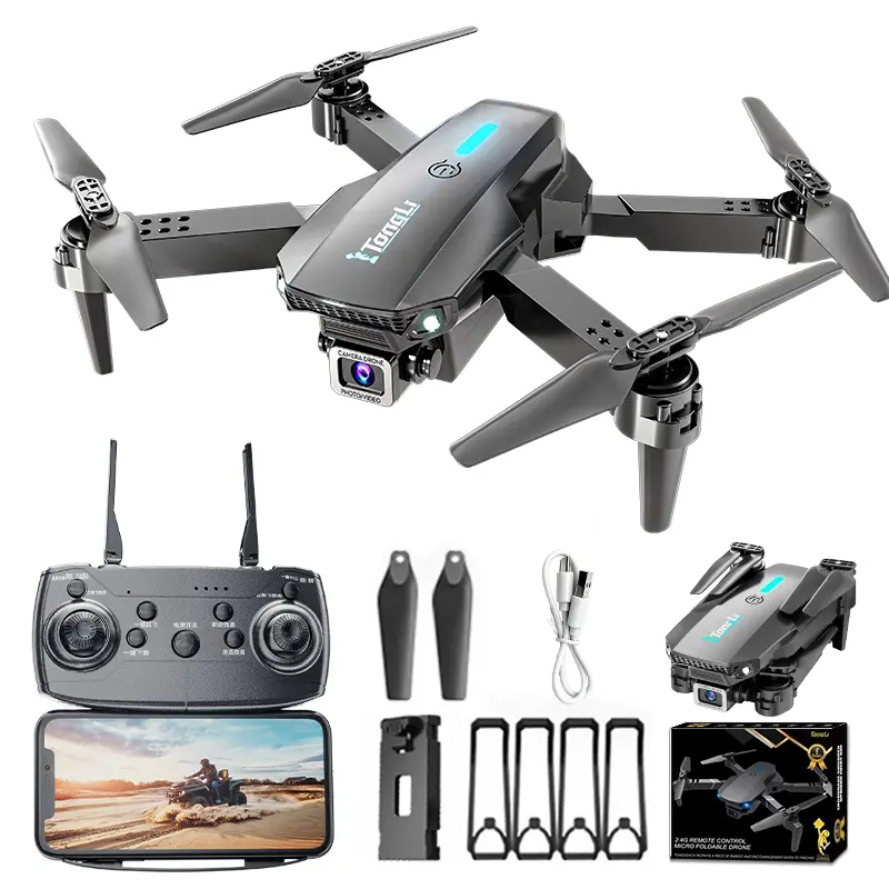 Folding Unisex DR1916RII Drone [Single Camera] - 1 Battery, Lightweight Foldable Electronic Quadcopter with HD Flying Camera, Remote Control, 1-Key Take Off, Stable Hover, Easy for Beginners, Ideal Holiday Gift for Christmas