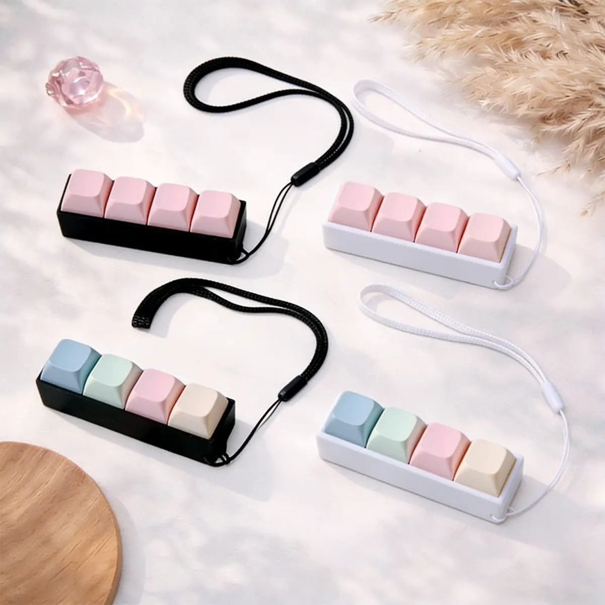 1/2/3/4PCS Mechanical Switch Clicky Fidget Keychain - Pastel Rainbow Keyboard Switch, ASMR Fidget, Button Clicker, Stim Toy, Fidget Set, Sensory Fidget Tool