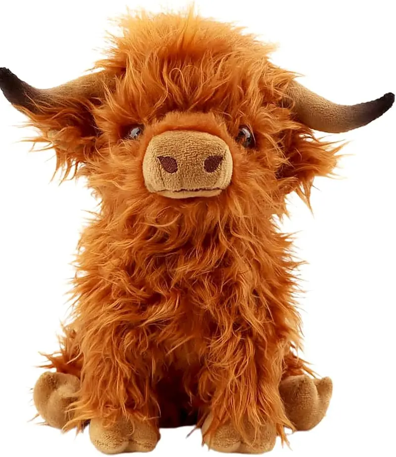 10.5 Inches Highland Cows Stuffed Animals, Cute Fluffy Cow Plush Figure