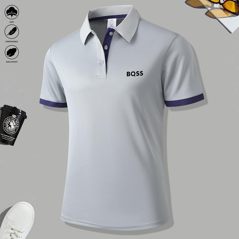 Men’s short-sleeve fashion polo shirt for business casual outdoor wear, breathable with a regular fit, perfect for outdoor activities