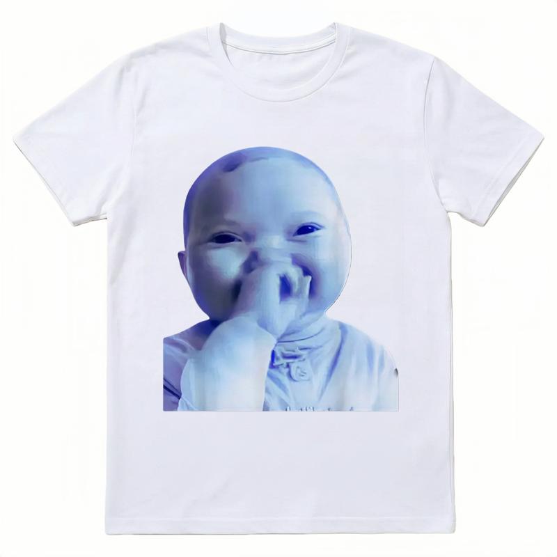 Cotton Funny AI Baby Holding Laugh Meme Viral Trend T-Shirt for Casual Wear & Trendy Outfits Comfortable Breathable Design Cotton Funny AI Baby Holding Laugh Meme Viral Trend T-Shirt for Casual Wear & Trendy Outfits Comfortable Breathable Design