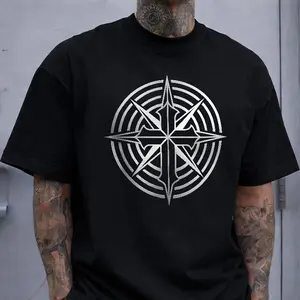 Geometric Compass Rose T-Shirt, Minimalist Nautical Graphic Tee