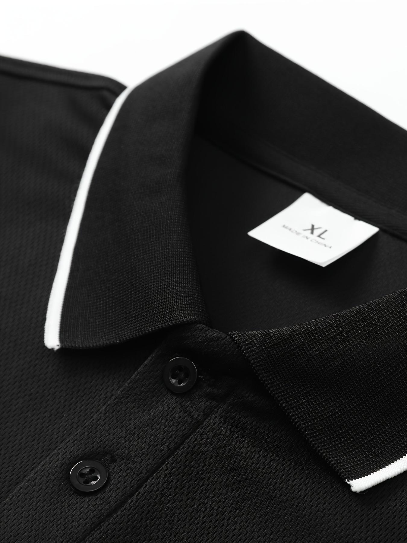 5 Piece Set, Casual Men's Short Sleeve Polo Shirt, Quick Dry Golf and Tennis Shirt, Comfortable Equestrian Wear, Fashionable Men's Sportswear, Suitable for Casual Parties, Holidays, Travel, Collar and Cuff Contrast Design