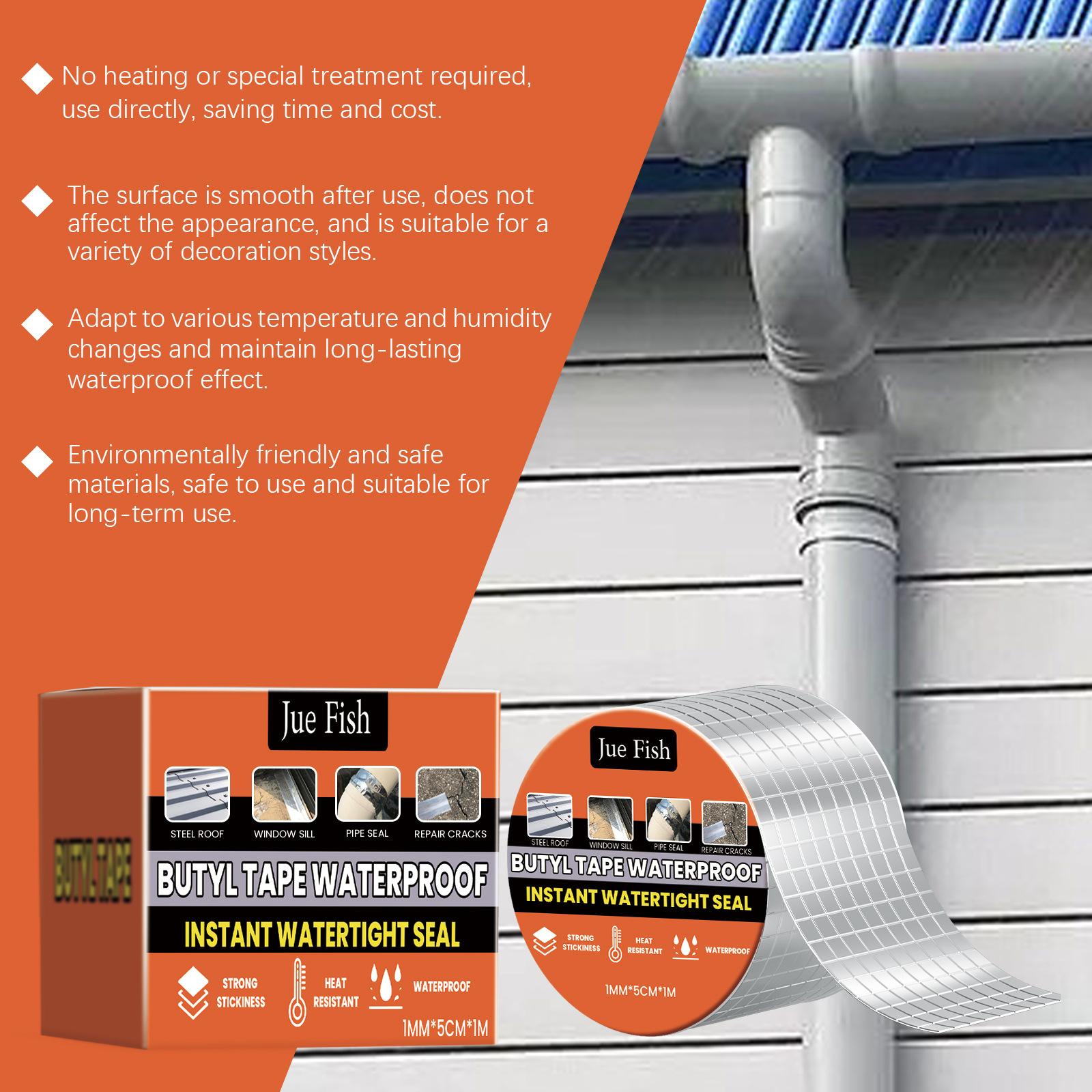 JUE FISH Waterproof butyl tape for roof leak repair and moisture-proof high-viscosity self-adhesive aluminum foil waterproof membrane JUE FISH Waterproof butyl tape for roof leak repair and moisture-proof high-viscosity self-adhesive aluminum foil waterproof membrane