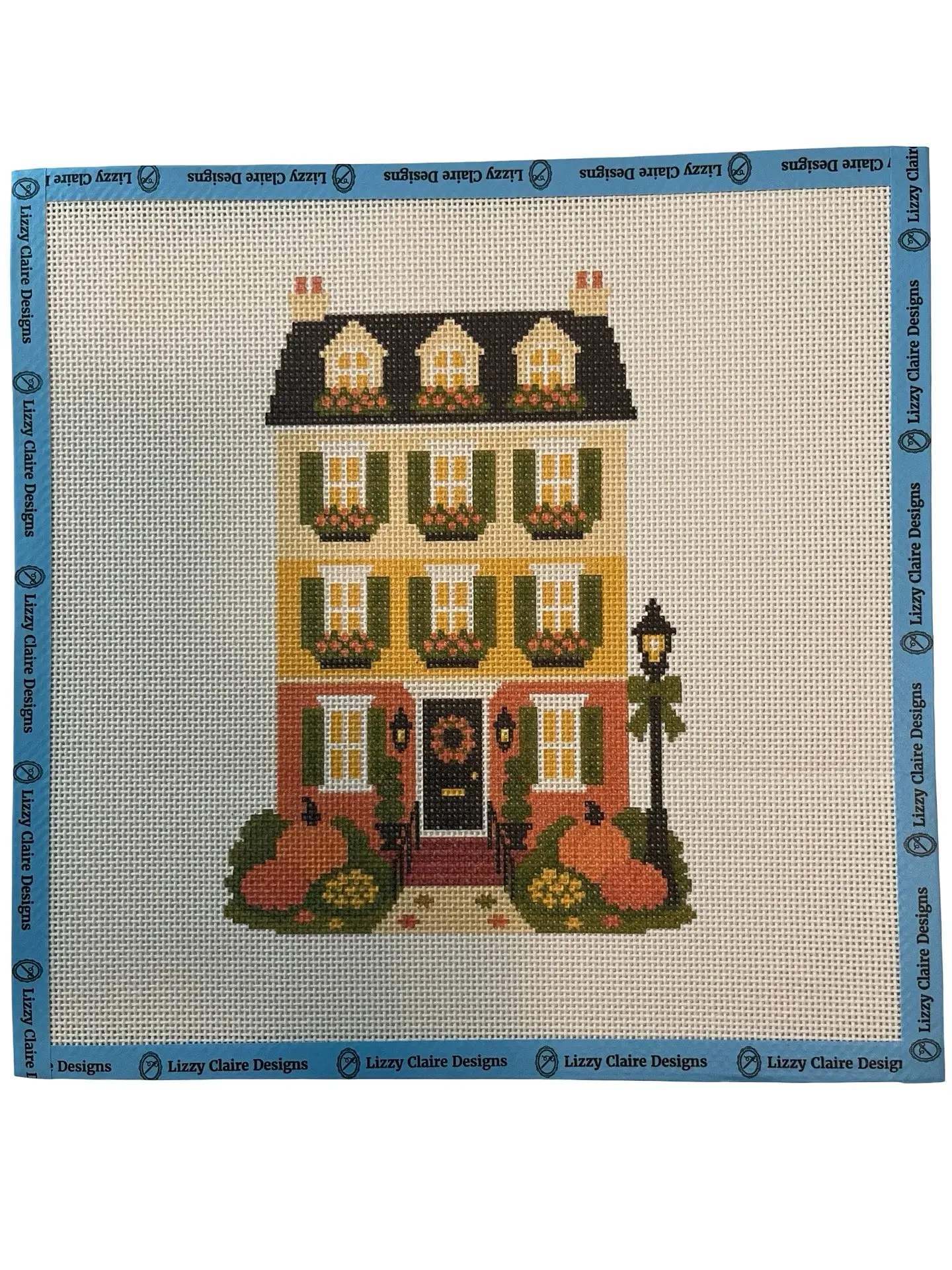 Lizzy Claire's Happy Neighborhood Candy Corn Townhouse - 13 mesh - 12 x 12 - Needlepoint Canvas