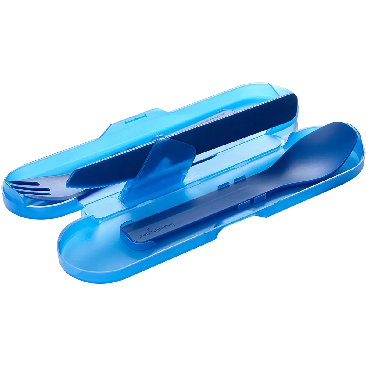 Humangear GoBites Trio Camping Kitchenware - Unisex Compact Cutlery Utensil Set with Full-Sized Spoon, Fork, Knife, Toothpick, Metal Bottle Opener for Travel, Outdoor Camping