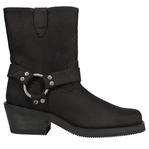 Harley-Davidson Womens Korsen Harness Casual Boots Ankle Mid Heel 2-3" - Black