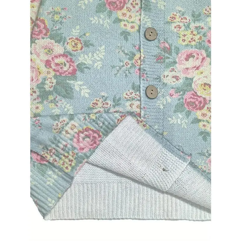 Plus Size, Women's Light Blue Floral Print Cardigan Sweater Coat - Soft Polyester Blend All-Season Lightweight Jacket with Front Button Closure, Long Sleeve Casual Outerwear, Pastel Spring Colors (Pink/Green/Blue/Purple) for Everyday & Form Plus Size, Women's Light Blue Floral Print Cardigan Sweater Coat - Soft Polyester Blend All-Season Lightweight Jacket with Front Button Closure, Long Sleeve Casual Outerwear, Pastel Spring Colors (Pink/Green/Blue/Purple) for Everyday & Form