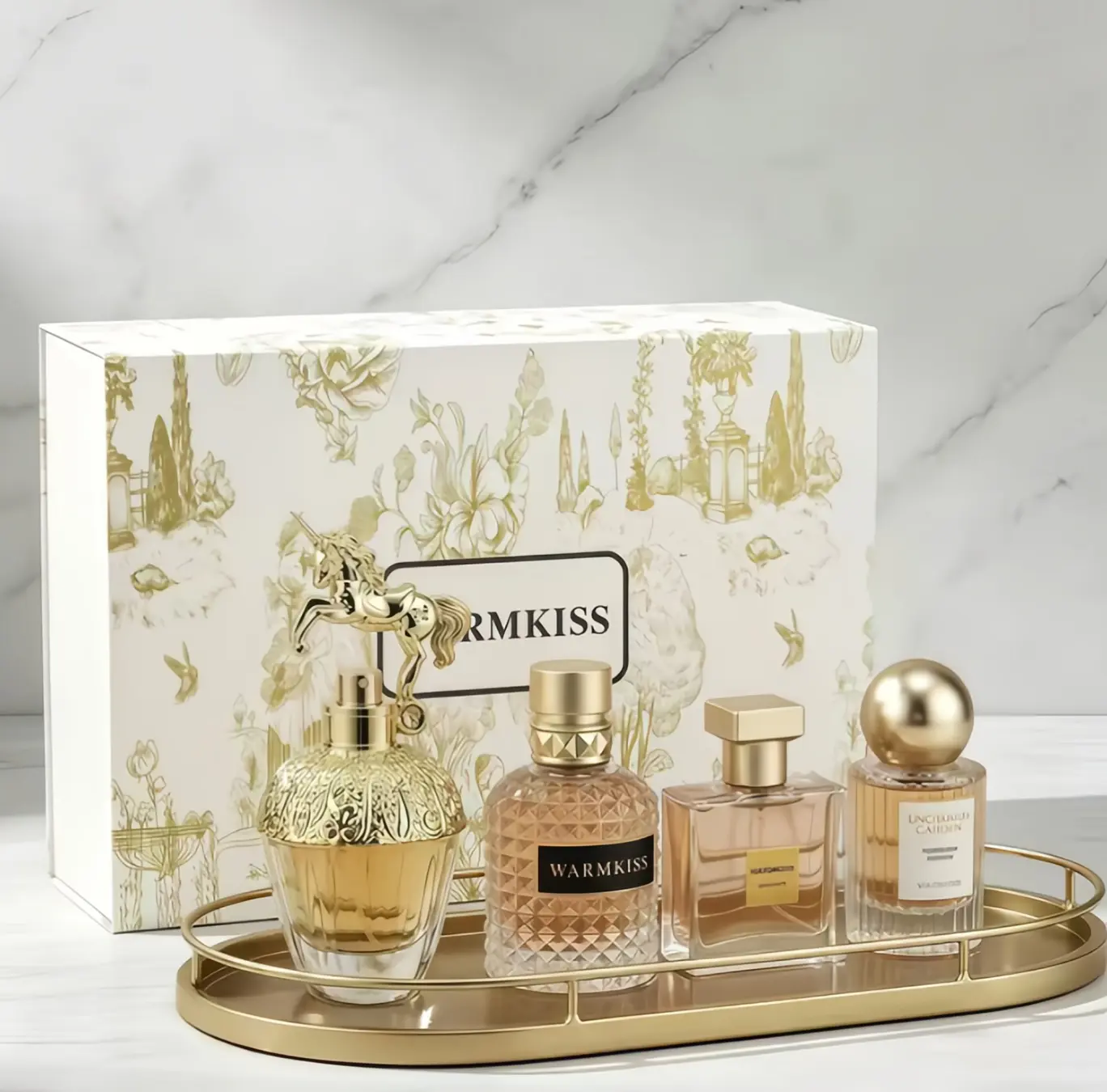 Warmkiss Women's 4-Piece Luxury Perfume Gift Set - Long-Lasting Floral Woody Fragrances, 50ml + 30ml×2 + 25ml Mini Eau De Parfum, Beauty Products for Birthday Anniversary Gifts