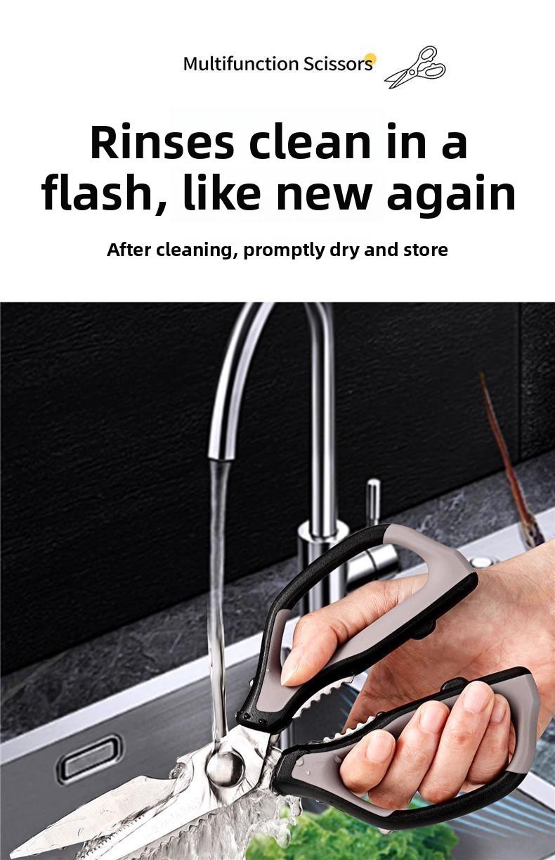 Large Multifunctional Kitchen Scissors Heavy Duty Chicken Bone Cutting Stainless Steel Household Scissors Sharp Durable Labor Saving