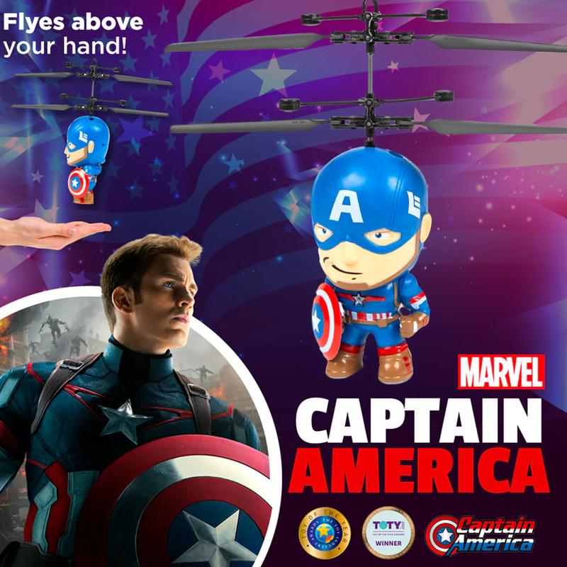 Marvel Big Head Remote Control Flying Helicopter Figures - SpiderMan Captain America Iron Man Hulk Deadpool Wolverine Black Panther - Marvel Licensed