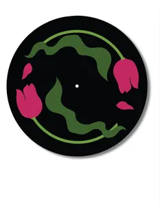 Pink "Tipsy Tulips" Vinyl Record Slipmat Turntable Accessory
