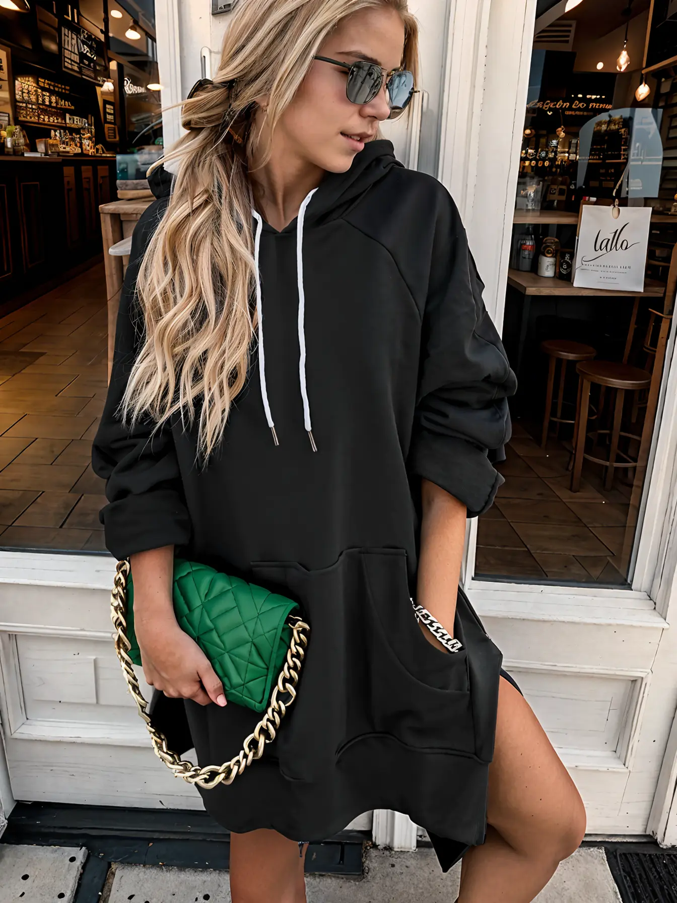 Cozy Oversized Pullover Hoodie Dress - Active Sweatshirts with Long Sleeve, Split Hem, Drawstring, Kangaroo Pocket, and Ultra-Soft Fabric for Ultimate Comfort