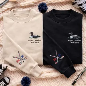 [Made In USA] Embroidered Rivalry Hockey Sweatshirt, Stupid Canadian Wolf Bird Sweatshirt, Team Hollanov Sweatshirt, LGBT Pride Fan Gift