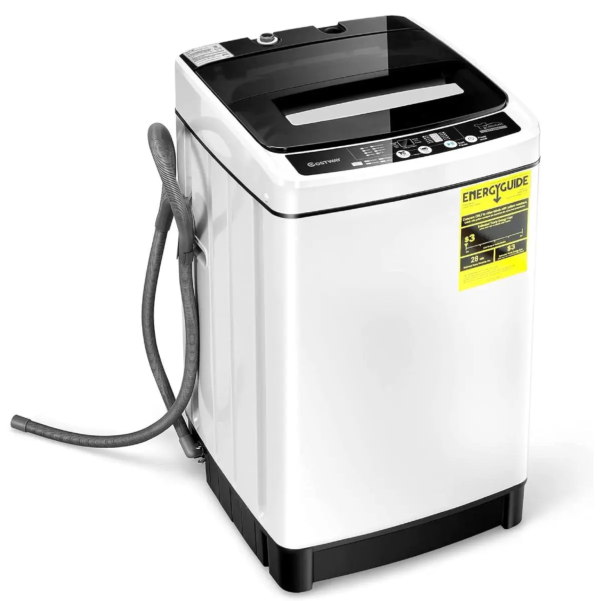 Costway Portable Stainless Steel Washing Machine - 11 lbs 1.5Cu.Ft Full-Automatic Mini Washer & Spinner Combo, 8 Wash Programs, LED Display, 10 Water Levels for Small Spaces, Portable Washing Machine, Mini Washing Machine