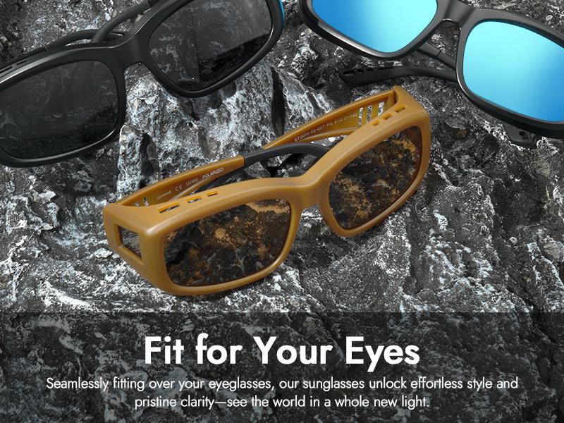 Fashion Polarized Fit Over Sunglasses for Men, UV400 Protection, Rectangle Lightweight Wrap Around Shades For Men ST0070 SpringStatements