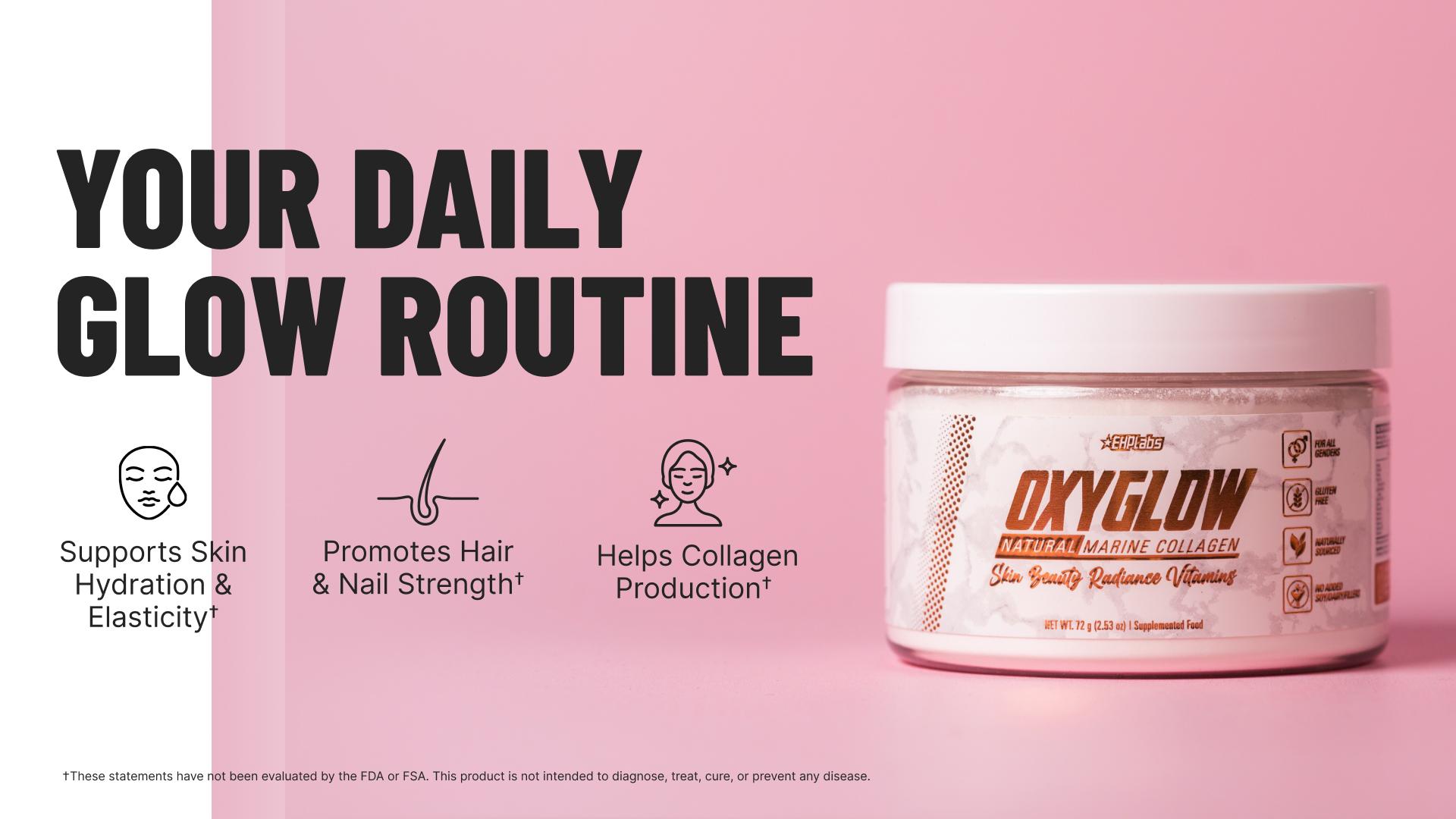 EHPlabs OxyGlow - Unflavoured Natural Marine Collagen Powder for Women's Health - Youthful Skin, Healthy Hair & Strong Nails - 12.5oz - Edible Antioxidant Complex  |