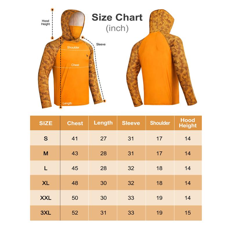 RODEEL 915 Sun Hoodie Shirts w/ Mask Neck Gaiter Men UPF 50+ UV Protection Long Sleeve Lightweight Quick Dry Moisture Wicking Breathable Cooling Activewear for Outdoor Sport Gym Fishing Hiking Roofing Landscaping Construction, Holiday Gift