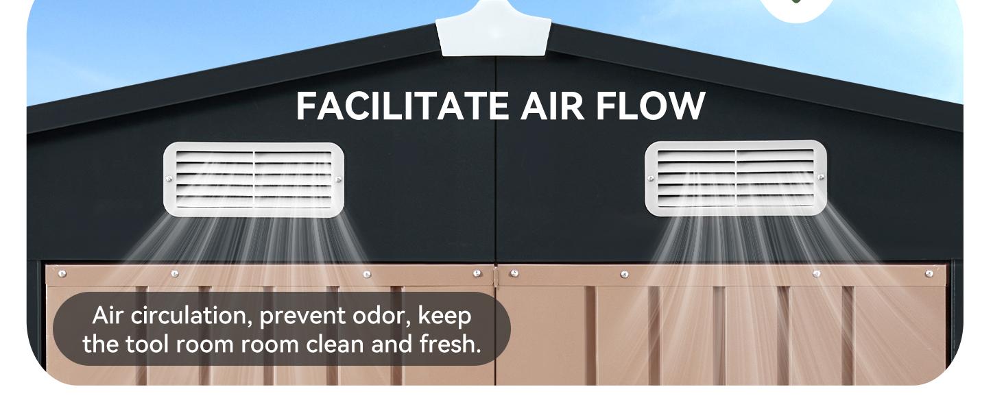 Aoxun Storage Shed Outdoor Metal Storage Shed 8*6 ft, Galvanized Steel Metal Garden Shed with Air Vent and Hinged Door Utility Tool Storage House for Garden, Backyard, Patio, Lawn, with Swing Door and Lock, Brown