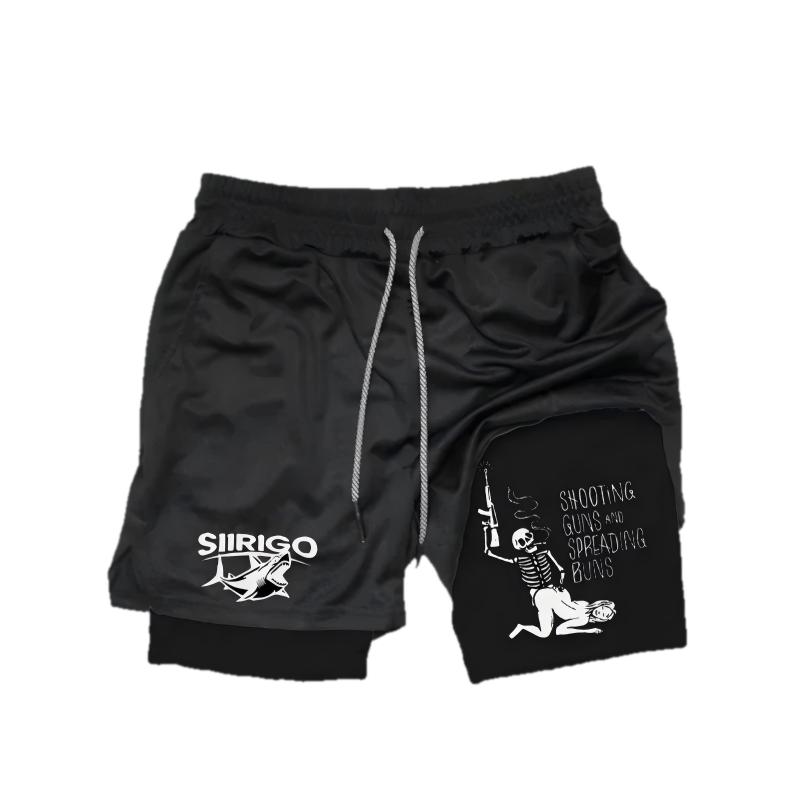 Anime-Style Sports Shorts for Men Two-Piece Double-Layer High-Quality Polyester Quick-Dry & Breathable 20 Versatile Styles Multi-Function