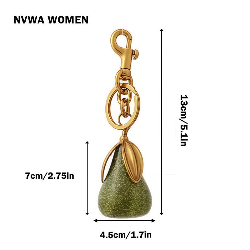 Green Pear Keychain Purse Charm - Cute Glitter Bag Accessory for Handbags, Perfect Birthday & Holiday Gift