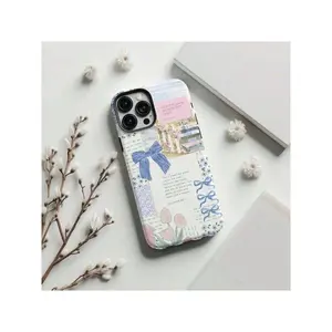 Compatible with iPhone 17 ProMax Christian Coquette Collage Phone Case, Light Blue Bow Cute Jesus God Bible Verse Cover, Religious Gift,  16 15 14 13 12 11 Pro MaxSuitable For IPhone 17 Air