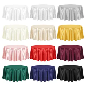 FANI 6 12 Packs Satin Round Tablecloth - 108 Inch,120 Inch,Premium Bright Silky Overlay Smooth Fabric Table Cover ,Wedding,Payty,Babyshower